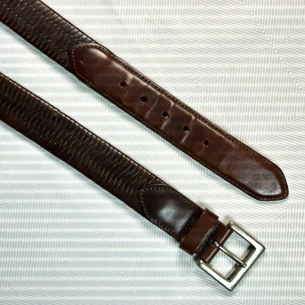 Coach Brown Genuine Leather Woven/Braided 1.25